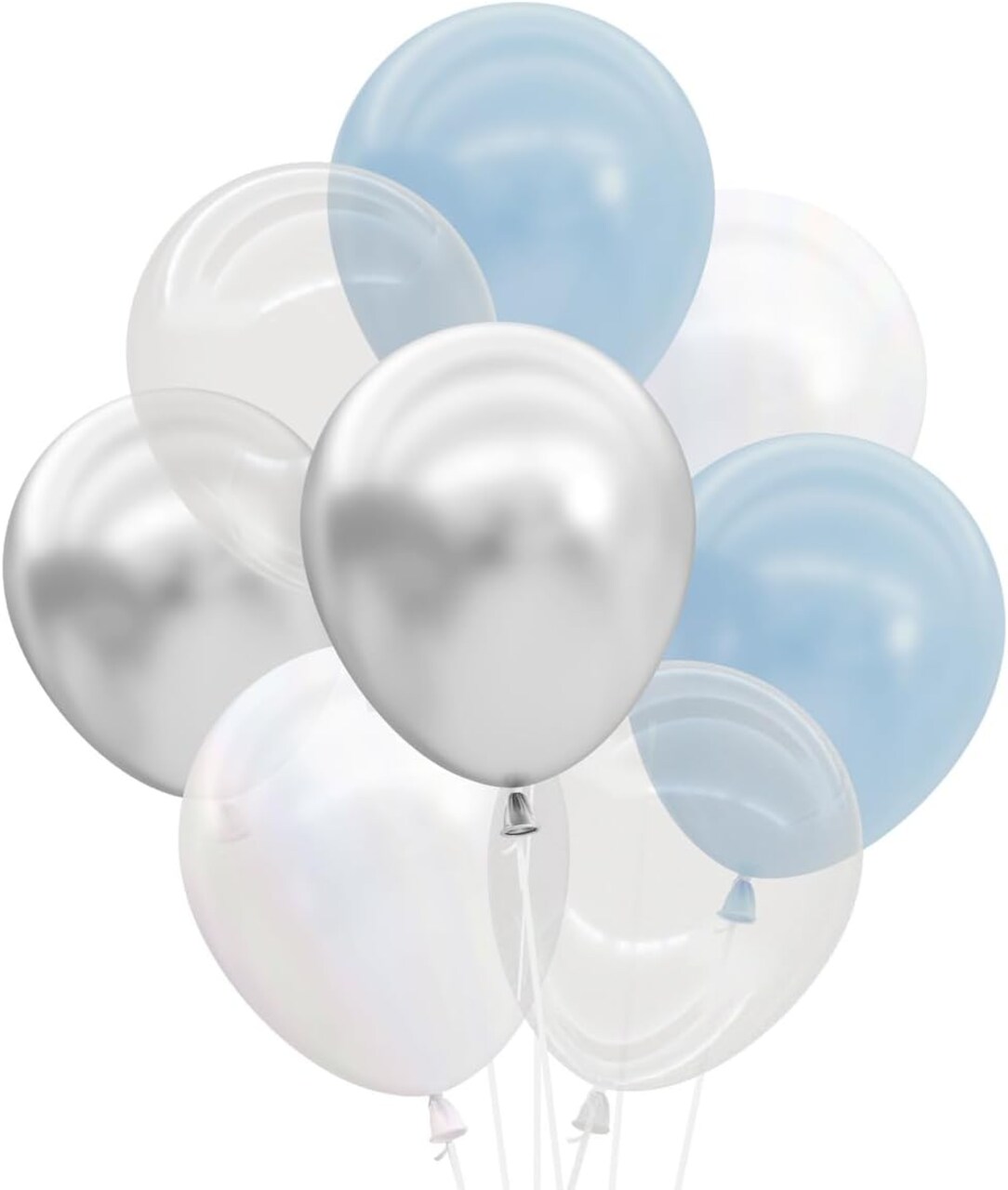 Latex Balloons 25pk 12" Blue Pearl White Clear Silver for Party Decor